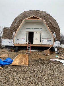 Hardie Board siding on the front entrance