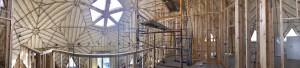 Panoramic view from balcony of completed insulation
