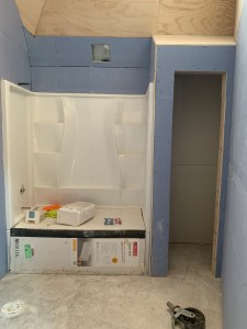Drywall install upstairs bath