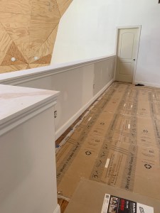 The trim and doors installed on the second floor