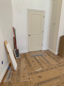 Bedroom door and trim on balcony